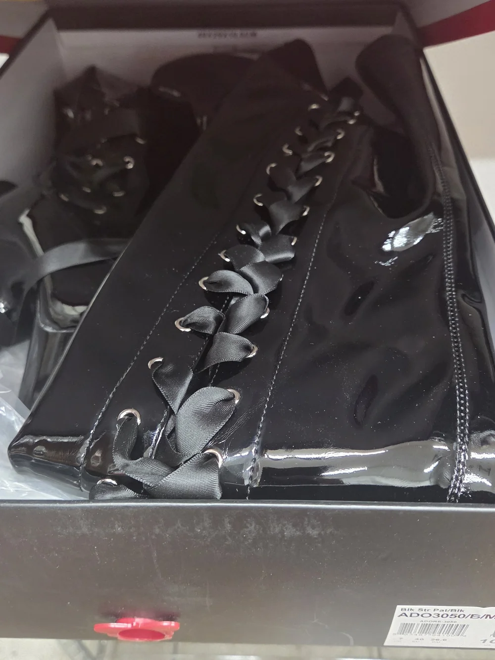 Patent Over Knee Lace-Up Platform Stiletto Boots Pleaser Adore 3050 Size 10 NIB